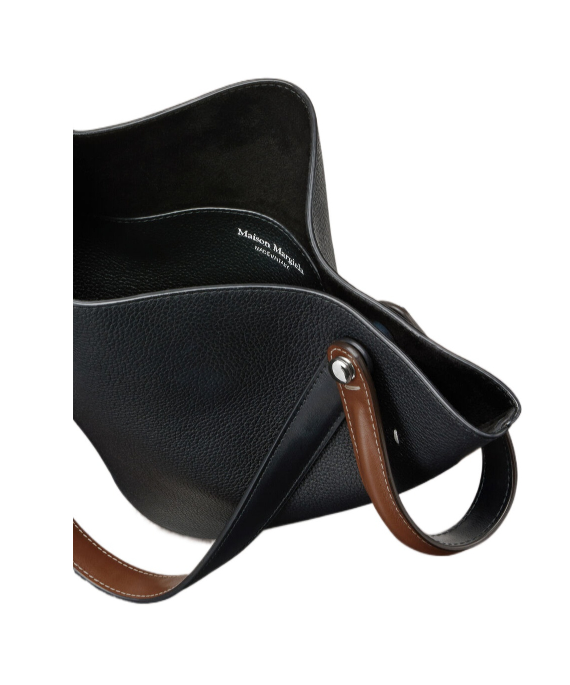Maison Margiela Dress Age Black Leather Bag In Black