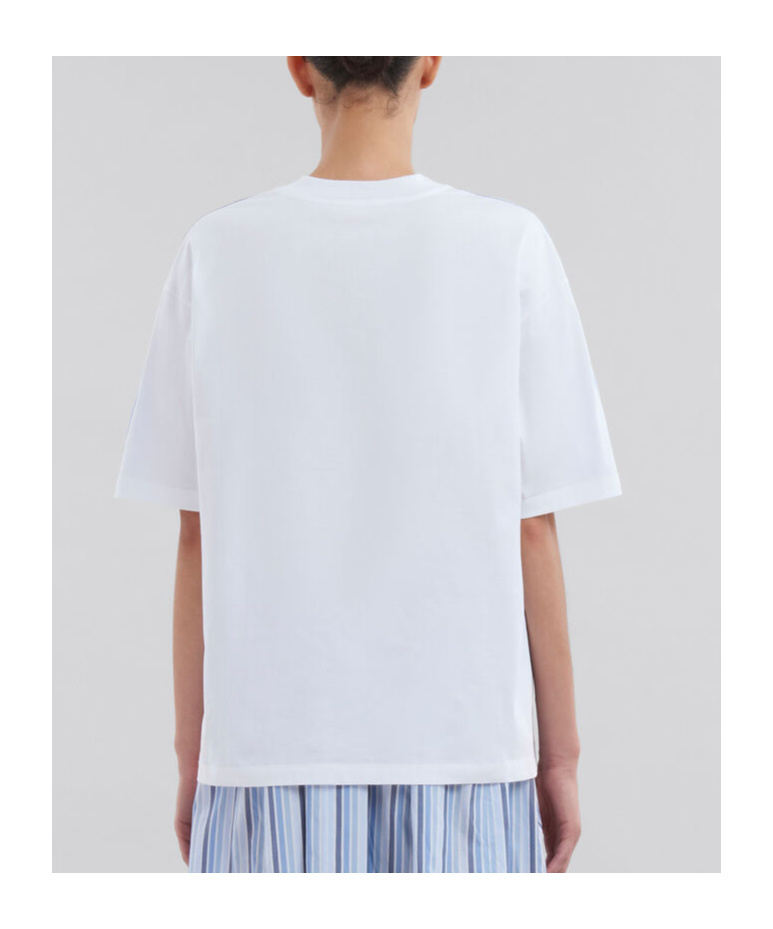 Marni Cotton Knit T-shirt With Logo Detail In Purple