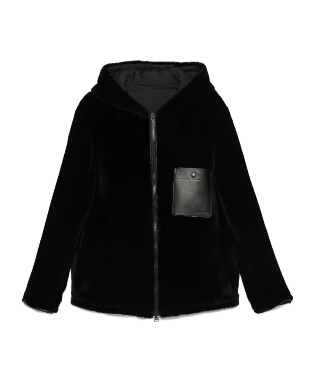 Yves Salomon Patch Pocket Hooded Jacket In Black