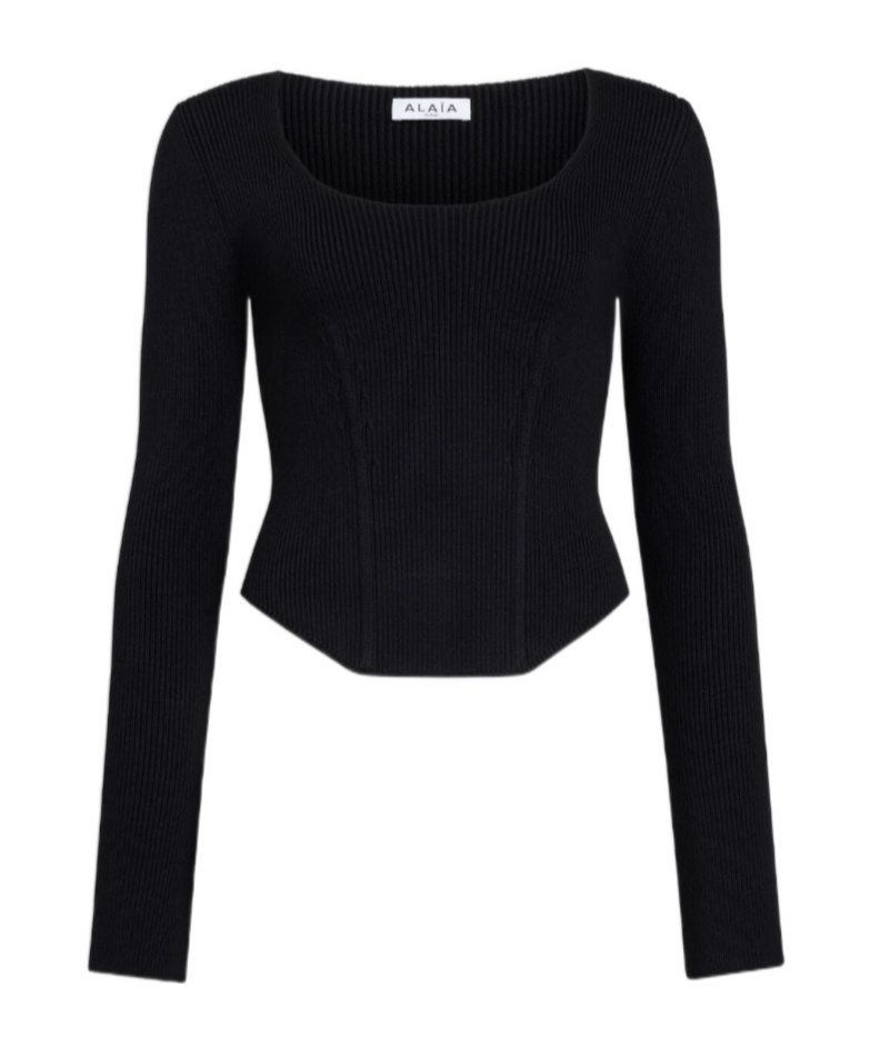 Alaïa Corset Wool Top In Black