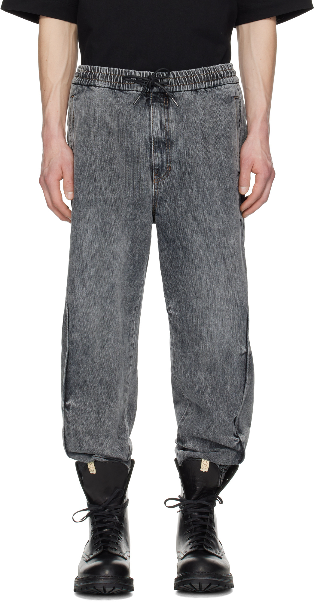 Juunj Track Jogger Denim Sweatpants In Gray