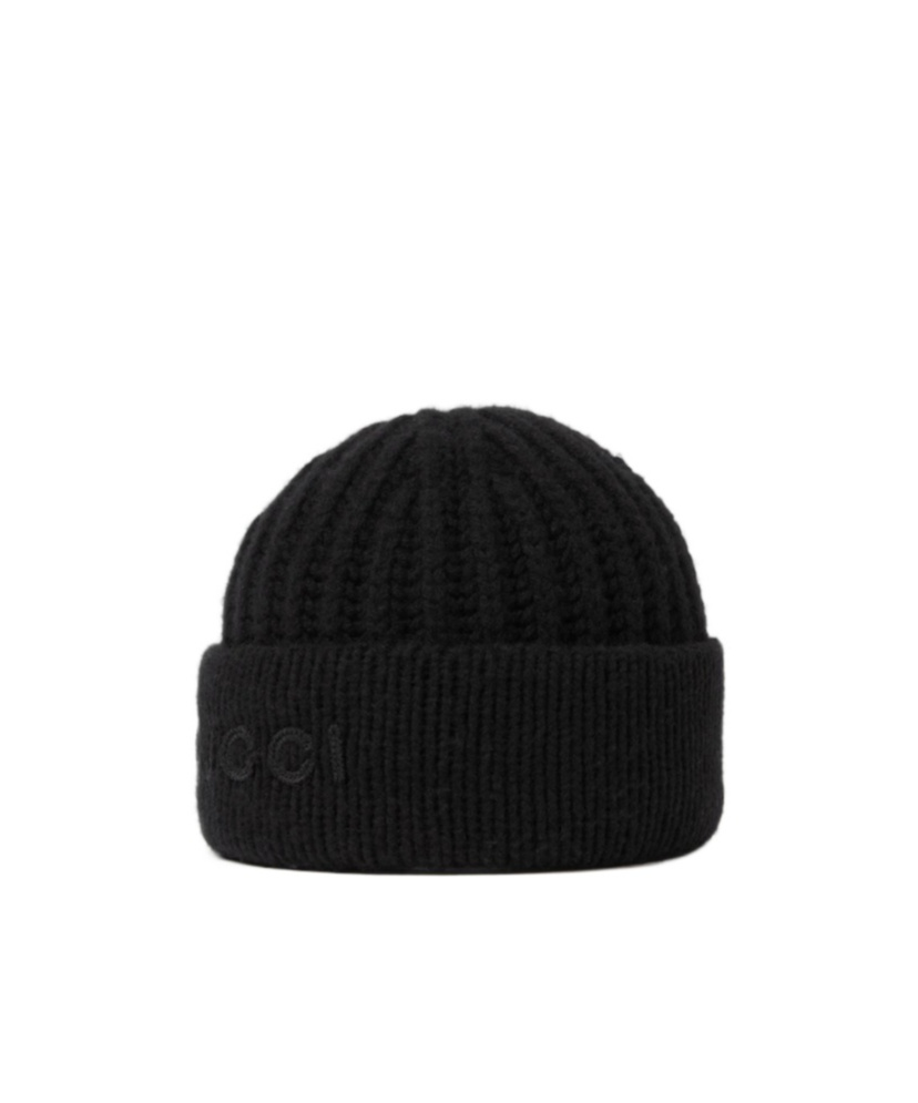 Gucci Wool Cashmere Hat With Embroidery In Black