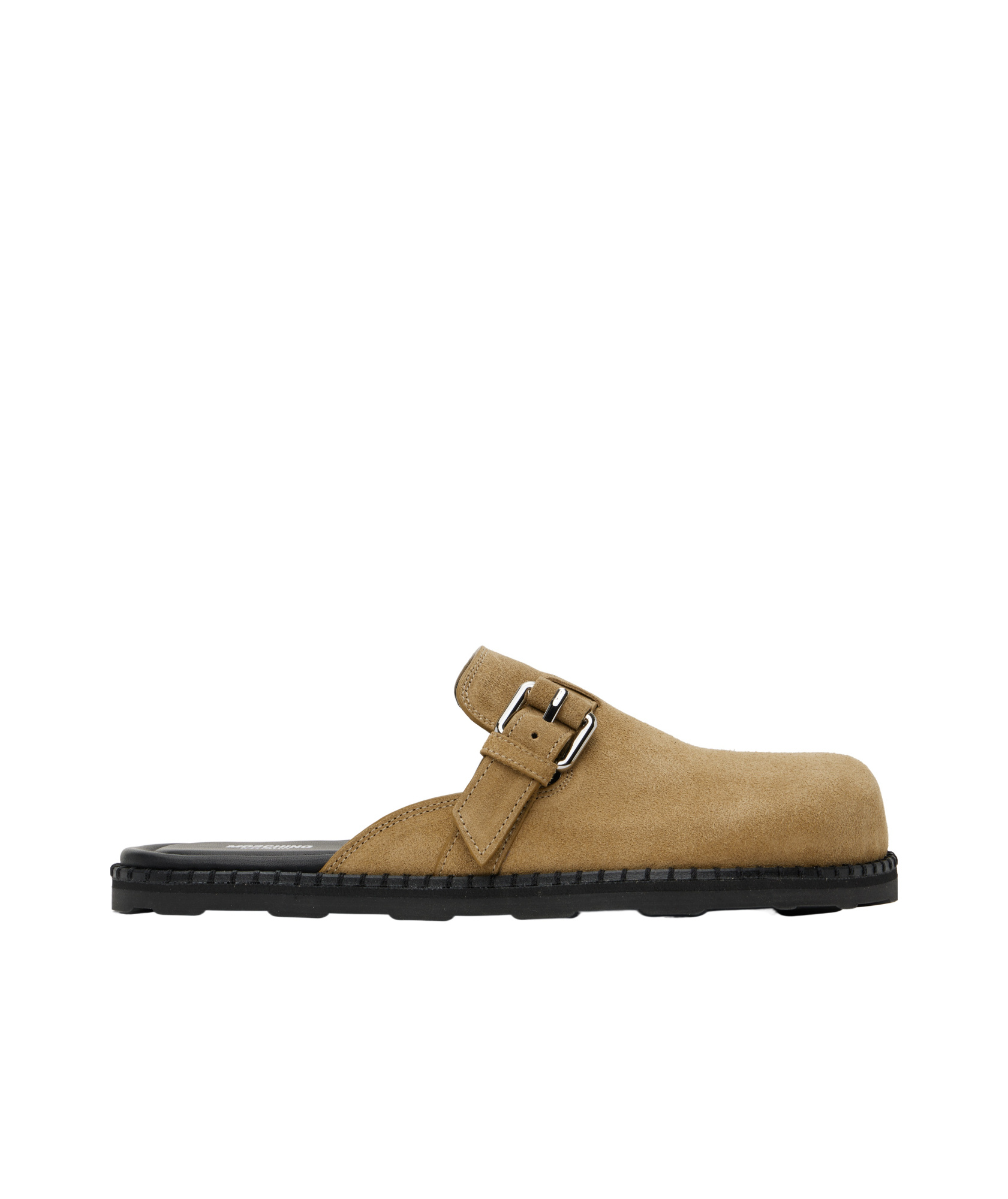 Moschino Suede Sabot With Strap In Brown
