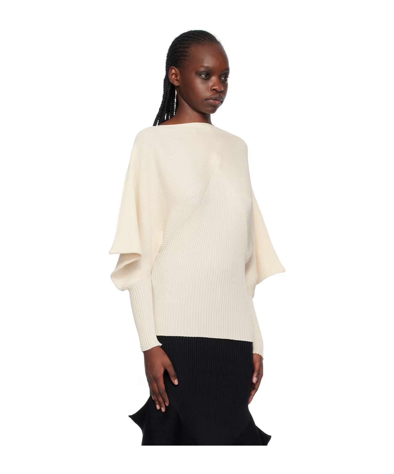 Issey Miyake Bat-sleeve Sweater With Boat Collar In White