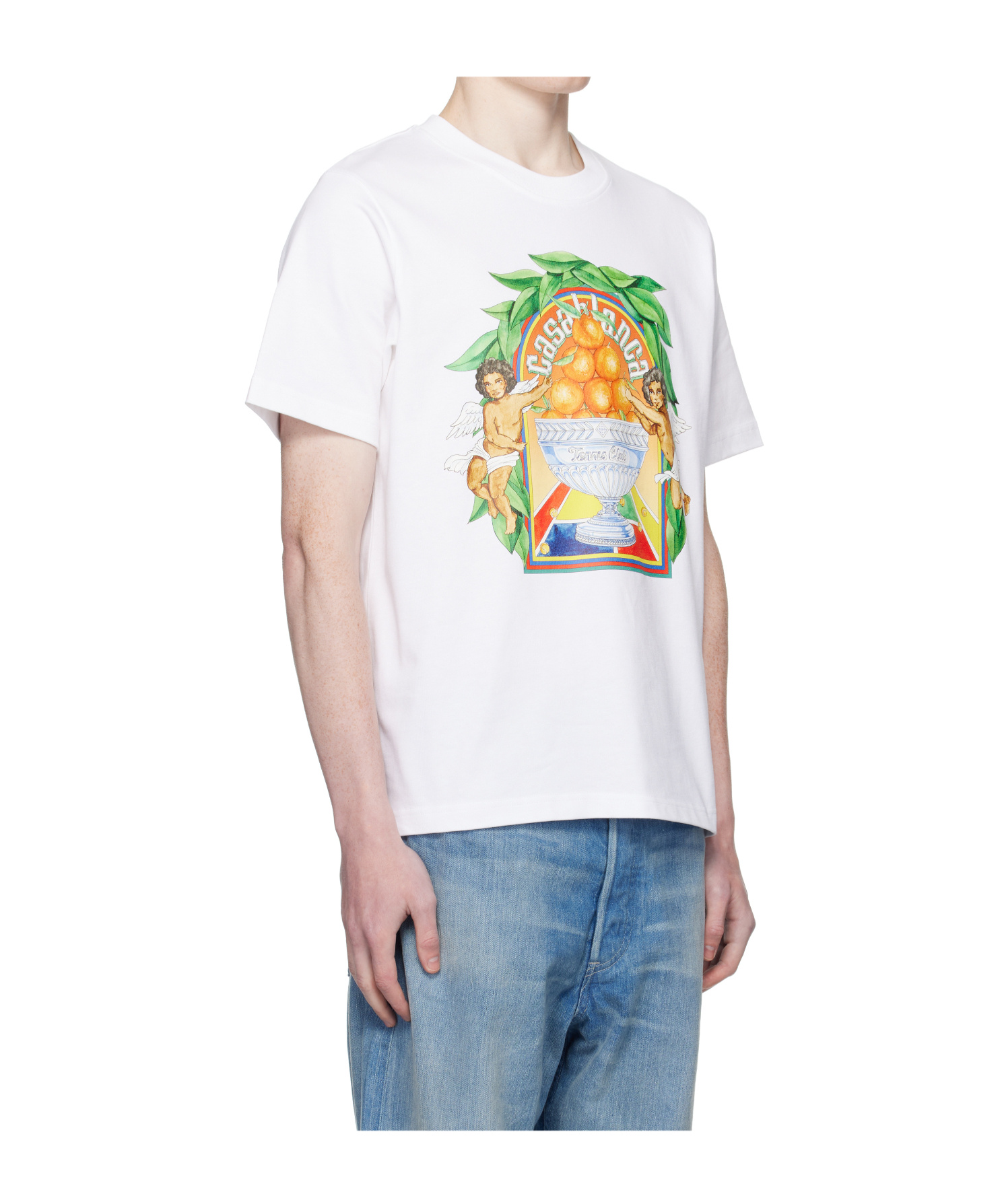 Casablanca T-shirt With Round Neck And Short Sleeves In White
