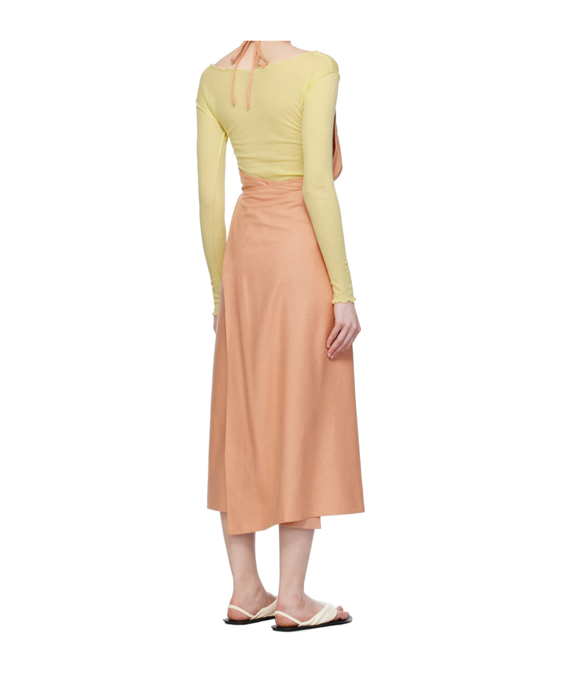 Baserange Pink Apron Midi Dress In Brown