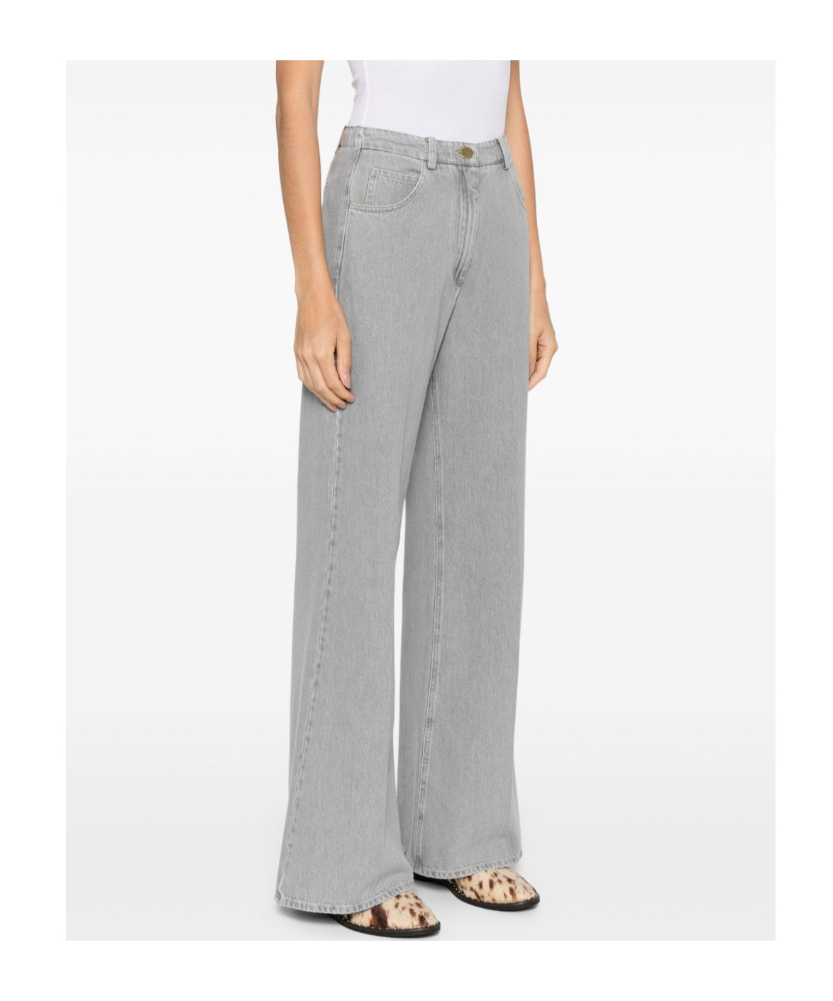 Forte Forte Wide-leg Denim Trousers Five Pockets In Gray