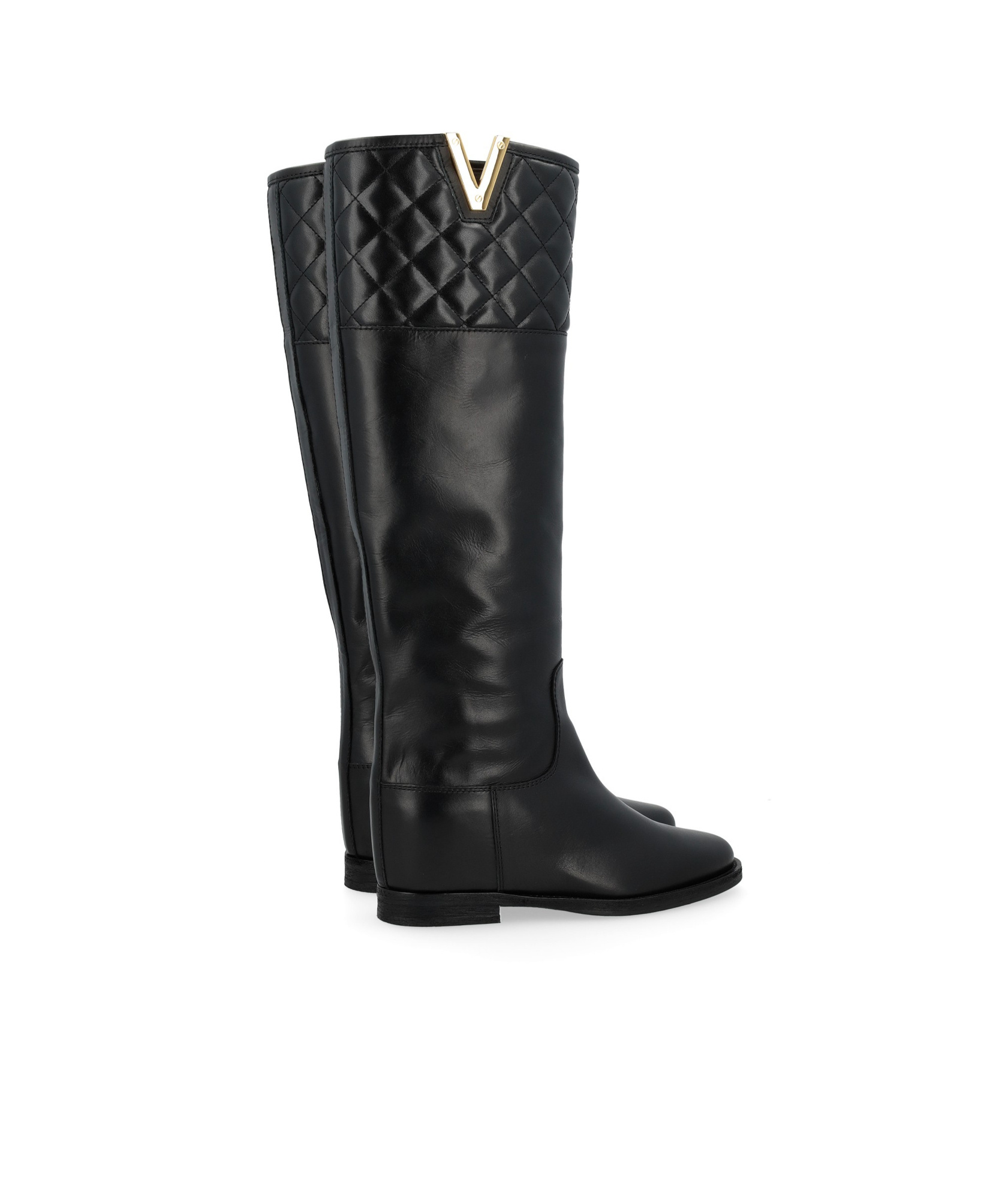 Via Roma 15 Round-head Boots In Black