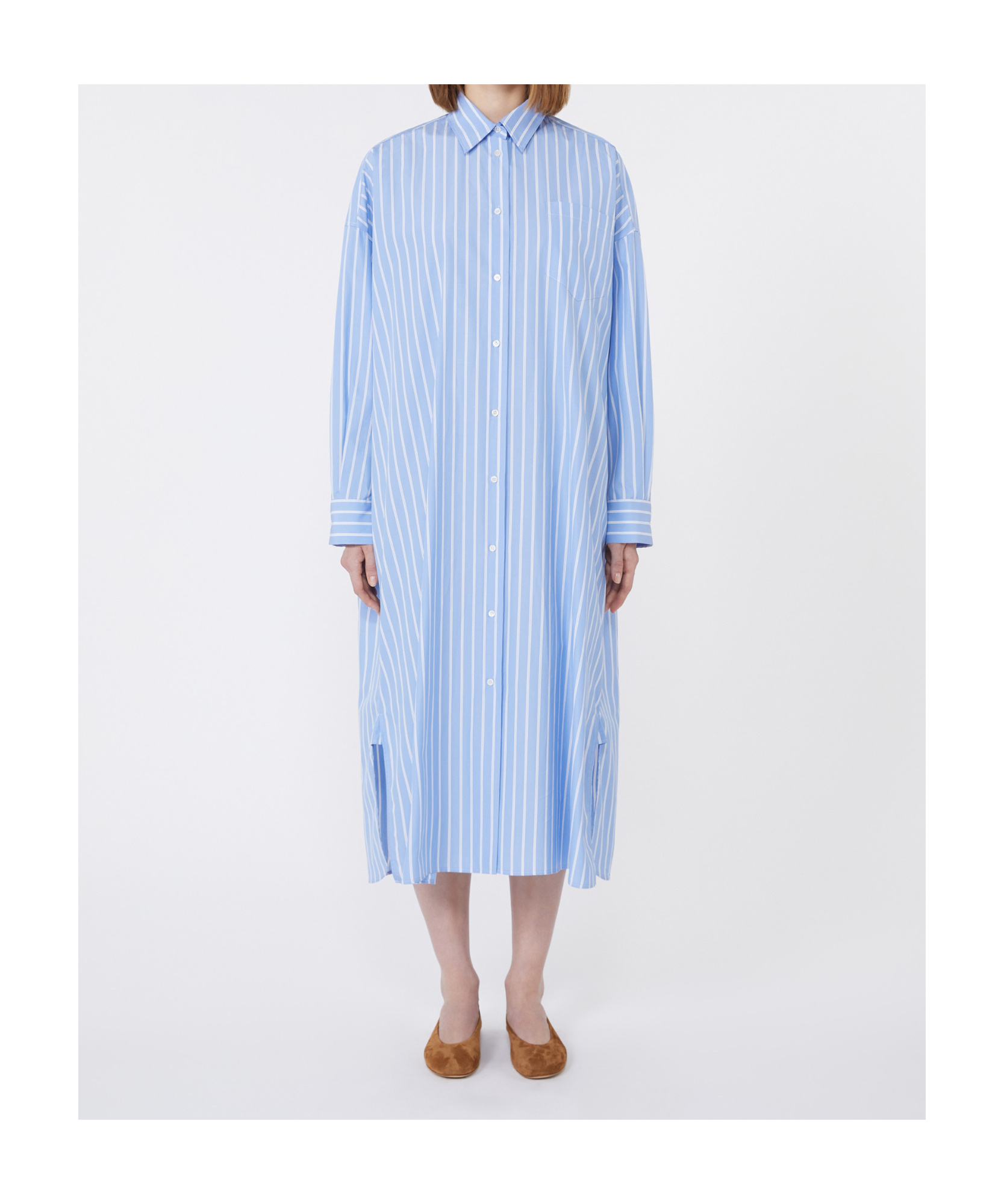 Weekend Max Mara Long Poplin Shirt Dress In Blue