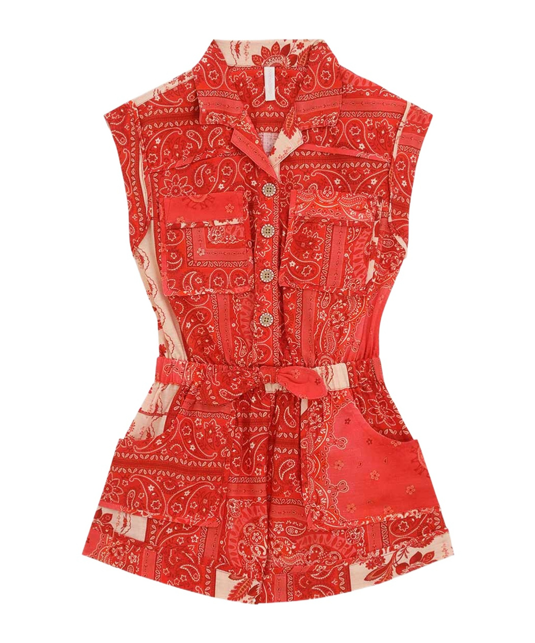 Zimmermann Cotton Lucky Kids Pocket Playsuit In Red