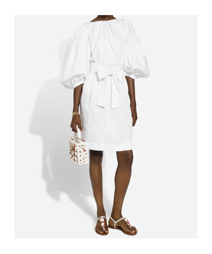 Dolce & Gabbana Puff-sleeve Cotton Dress In White