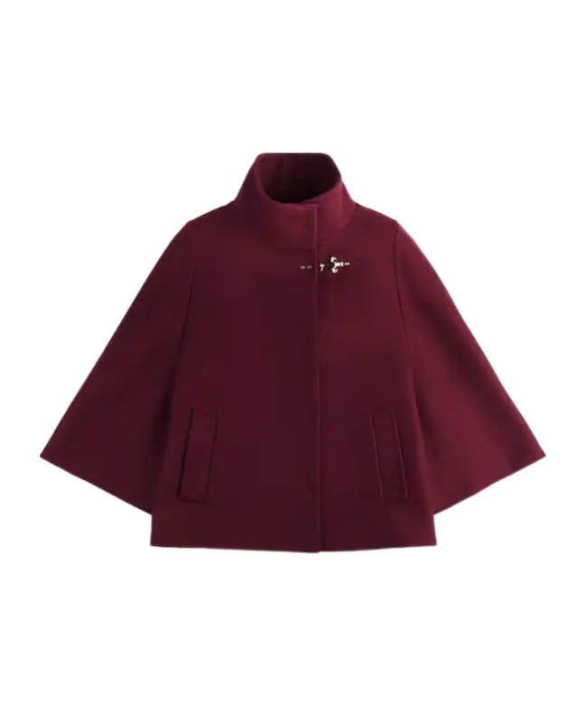 Fay Wool Cape Jacket In Red