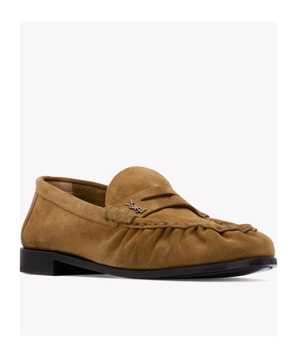 Saint Laurent Le Loafer Suede Penny Loafers In Brown