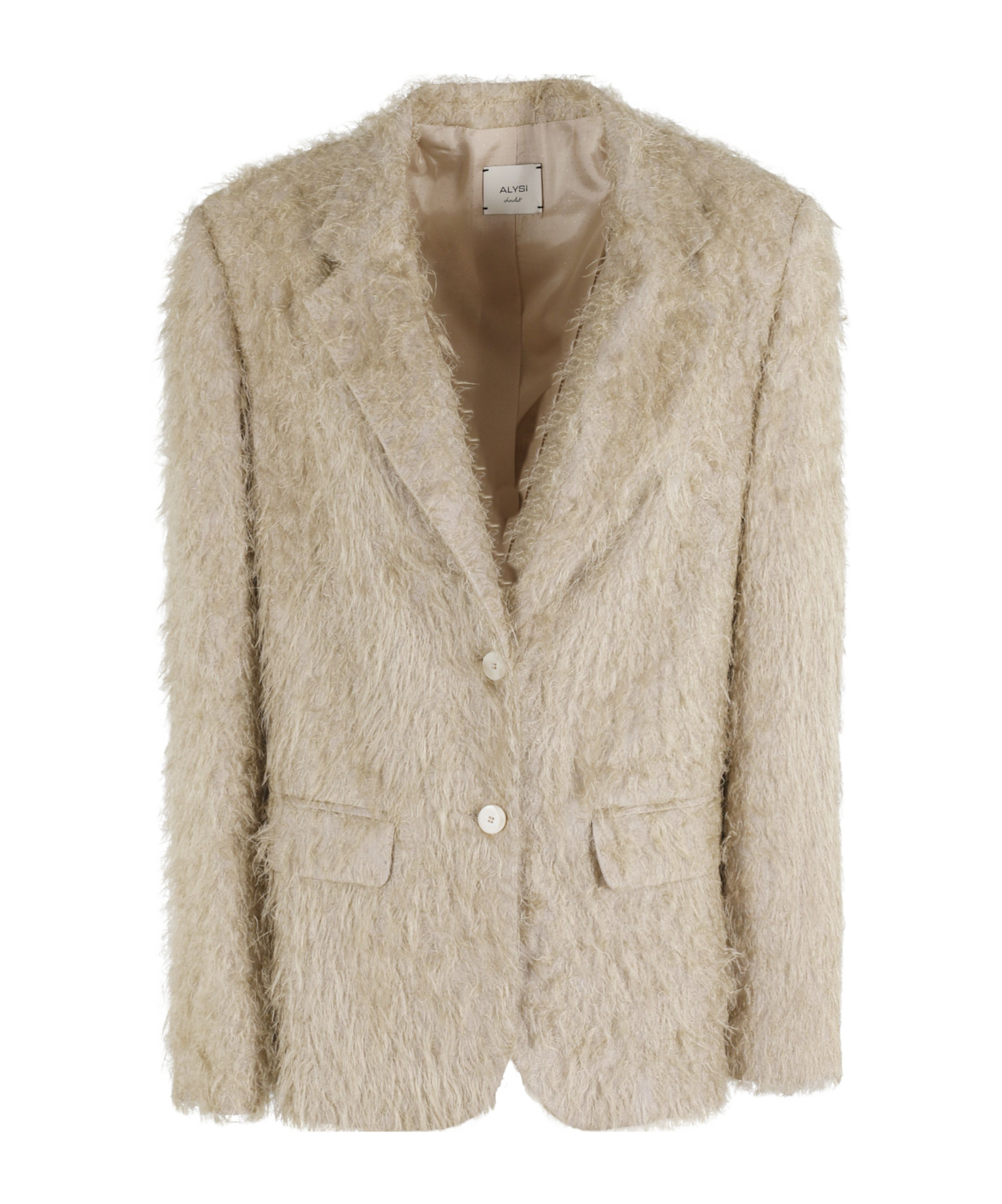 Alysi Fringe Textured Single-breasted Blazer In Neutral