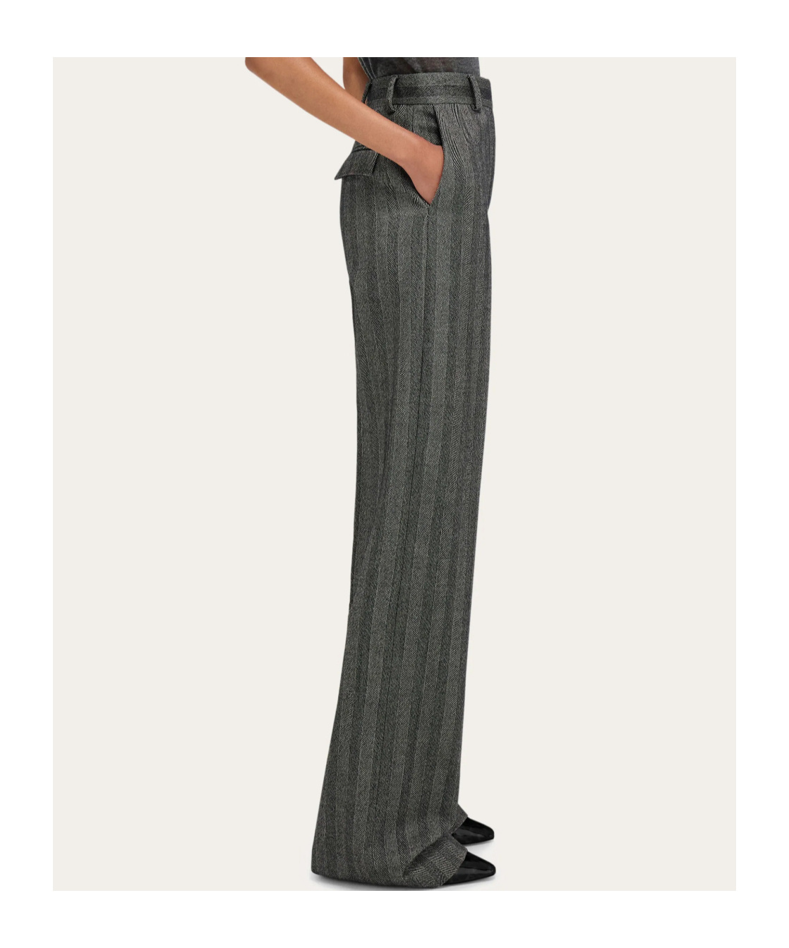 Ferragamo Tailored Trouser In Chevron In Gray