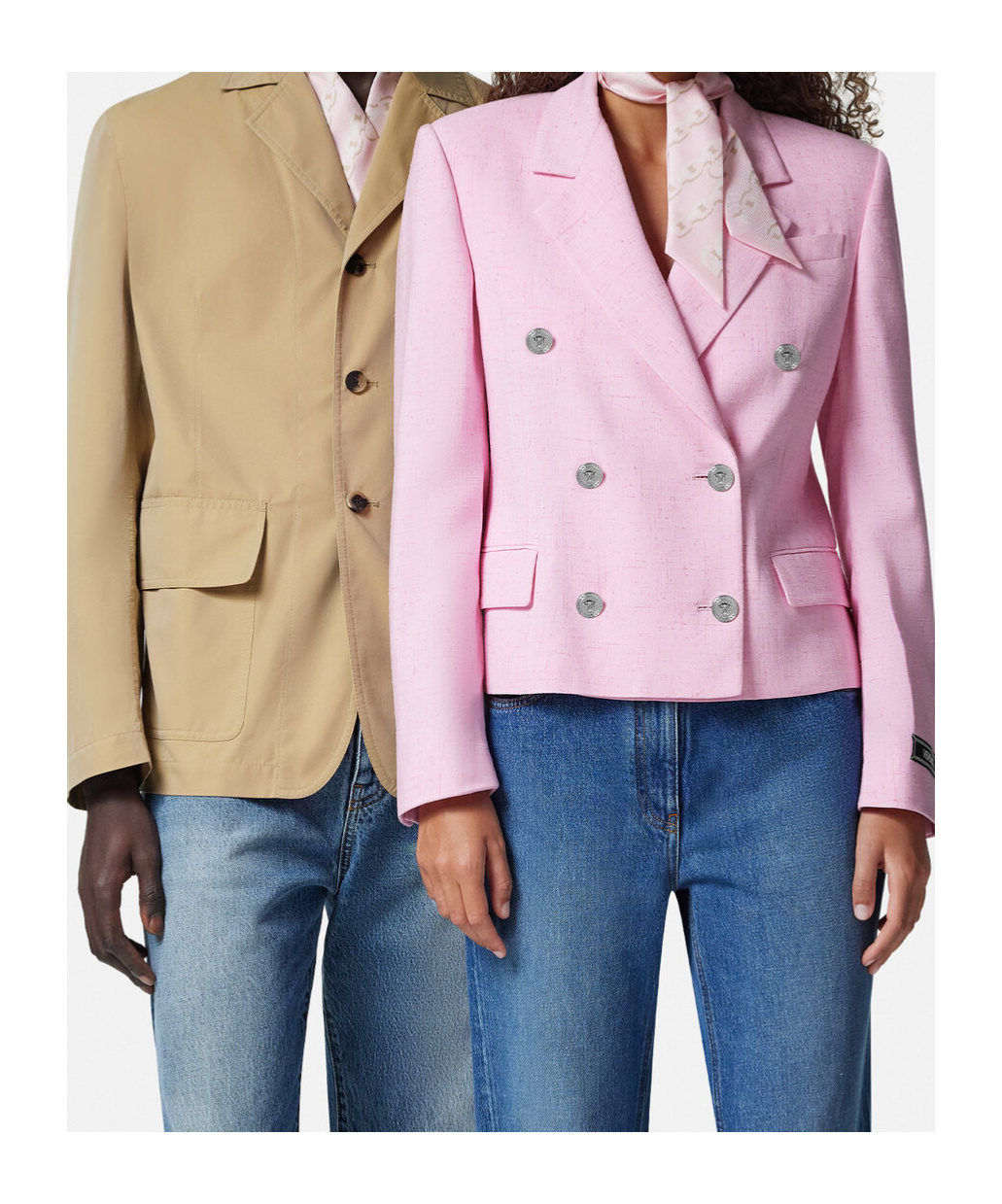 Versace Chain Link-print Scarf In Pink