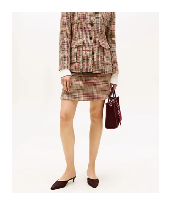 Tommy Hilfiger Check Tweed Mini Skirt In Brown