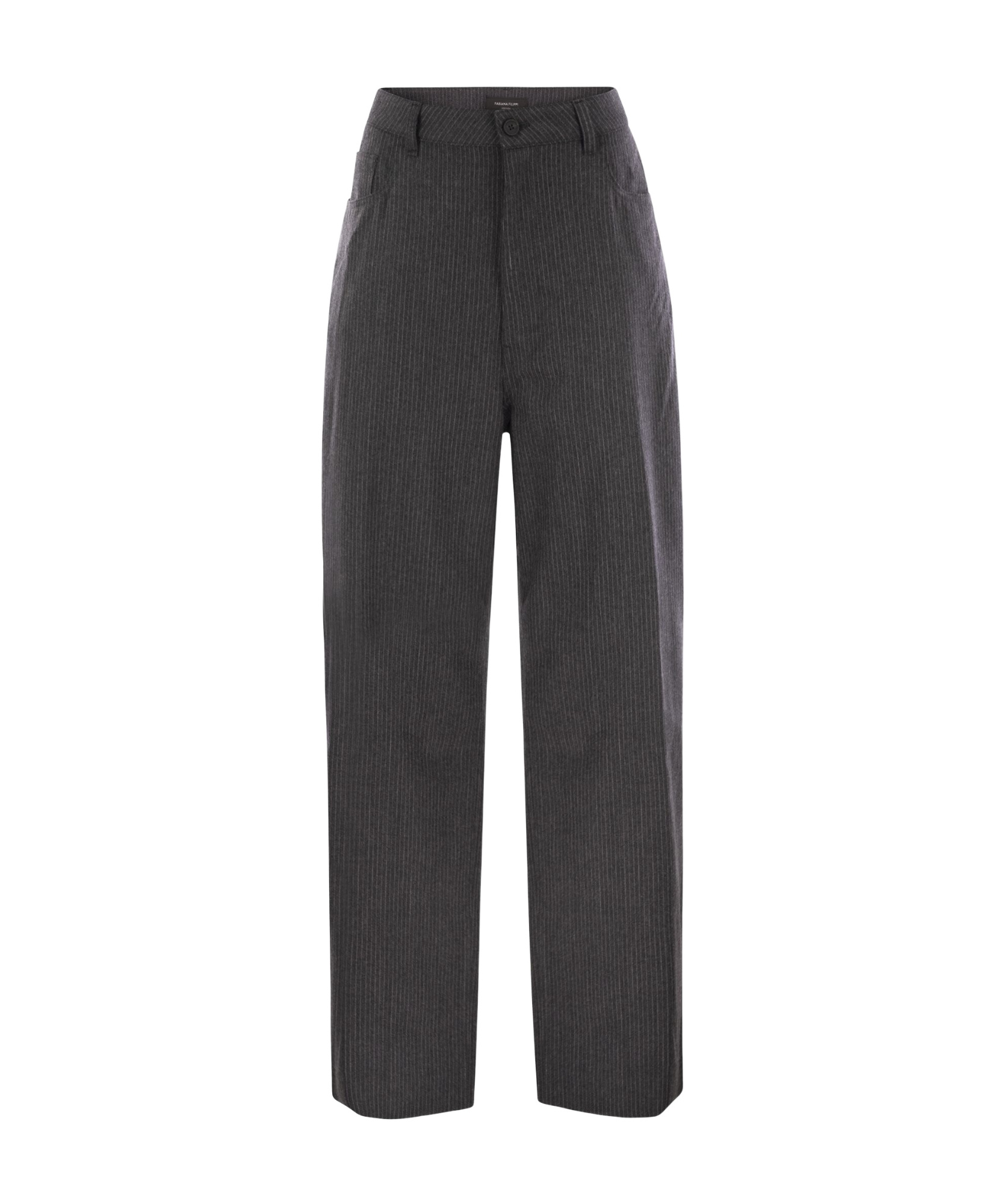 Fabiana Filippi 5-pocket Virgin Wool Pinstripe Trousers In Black