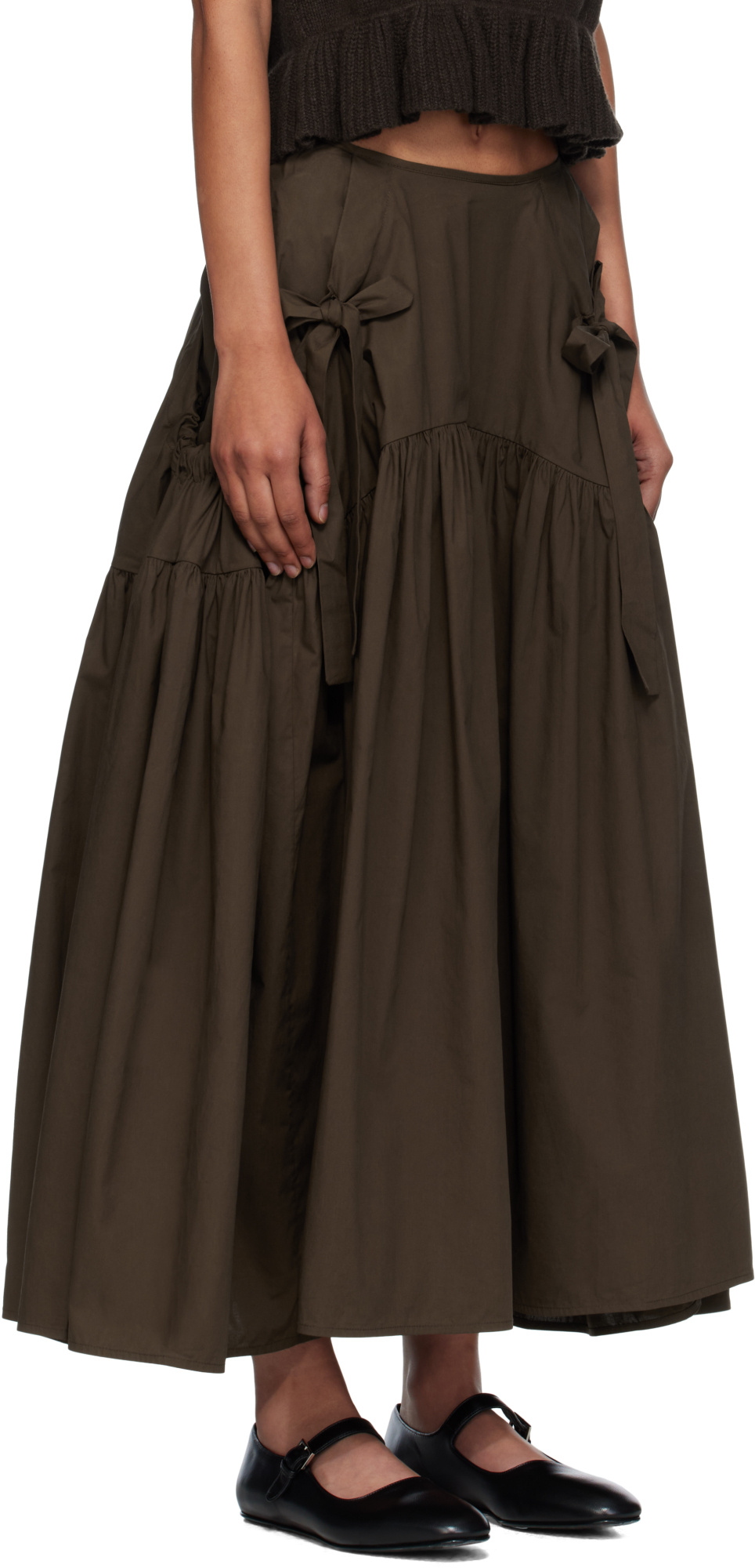 Cecilie Bahnsen Brown Justice Midi Skirt In Brown