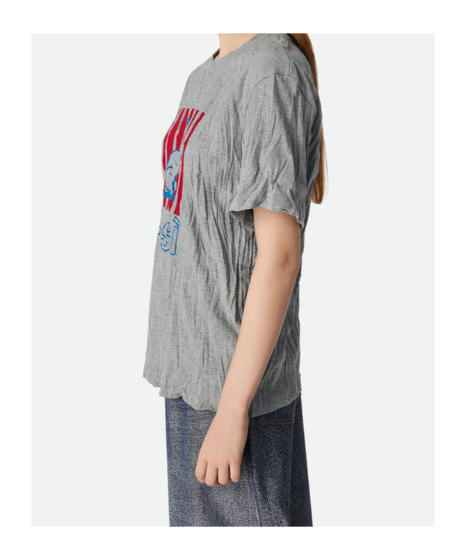 Bottega Veneta Bedrucktes T-shirt Mit Crushed-effekt Aus Baumwolljersey In Gray