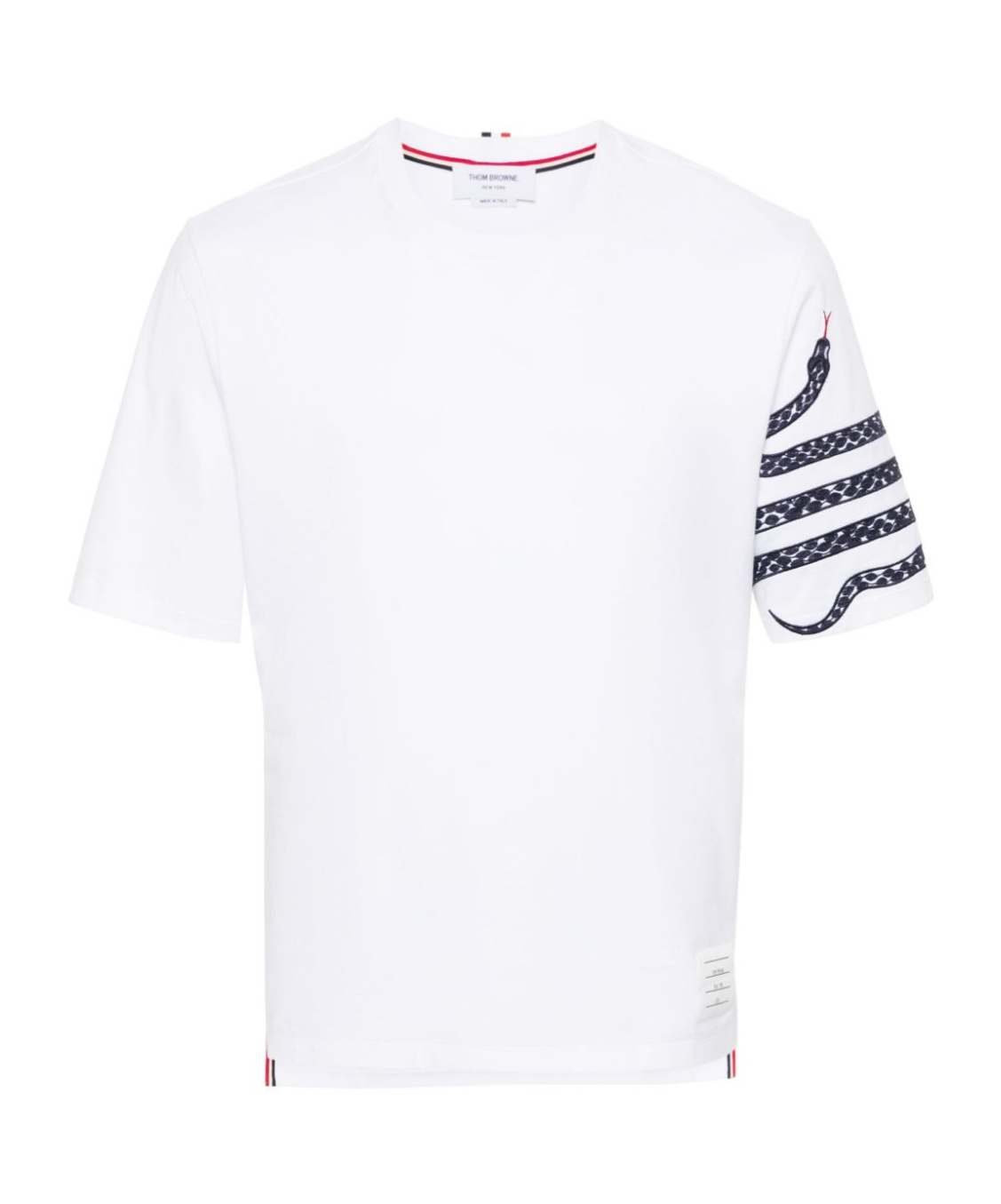 Thom Browne Snake Embroidery Crew Neck T-shirt In White