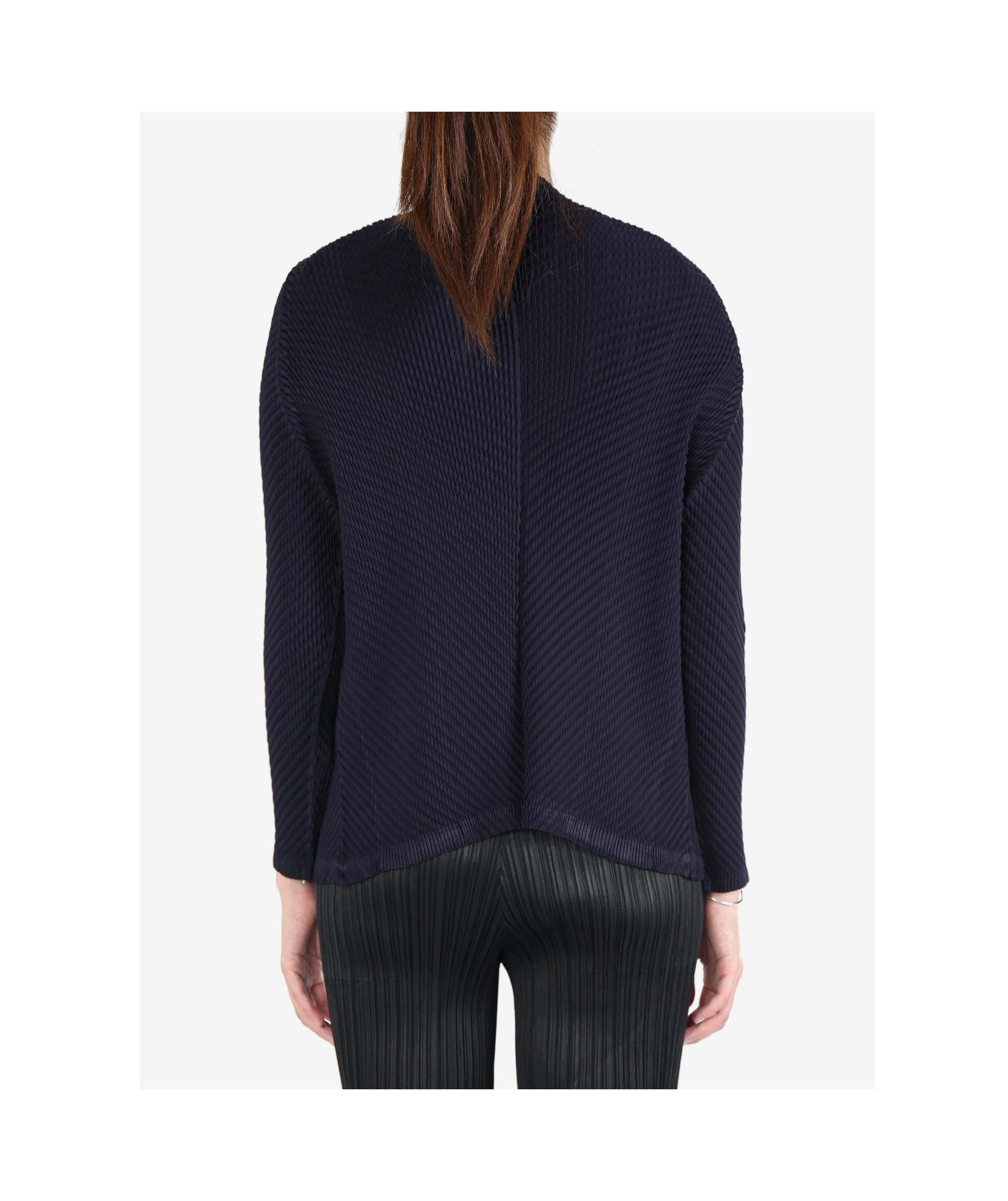 Issey Miyake Orbicular Pleats Cardigan In Black