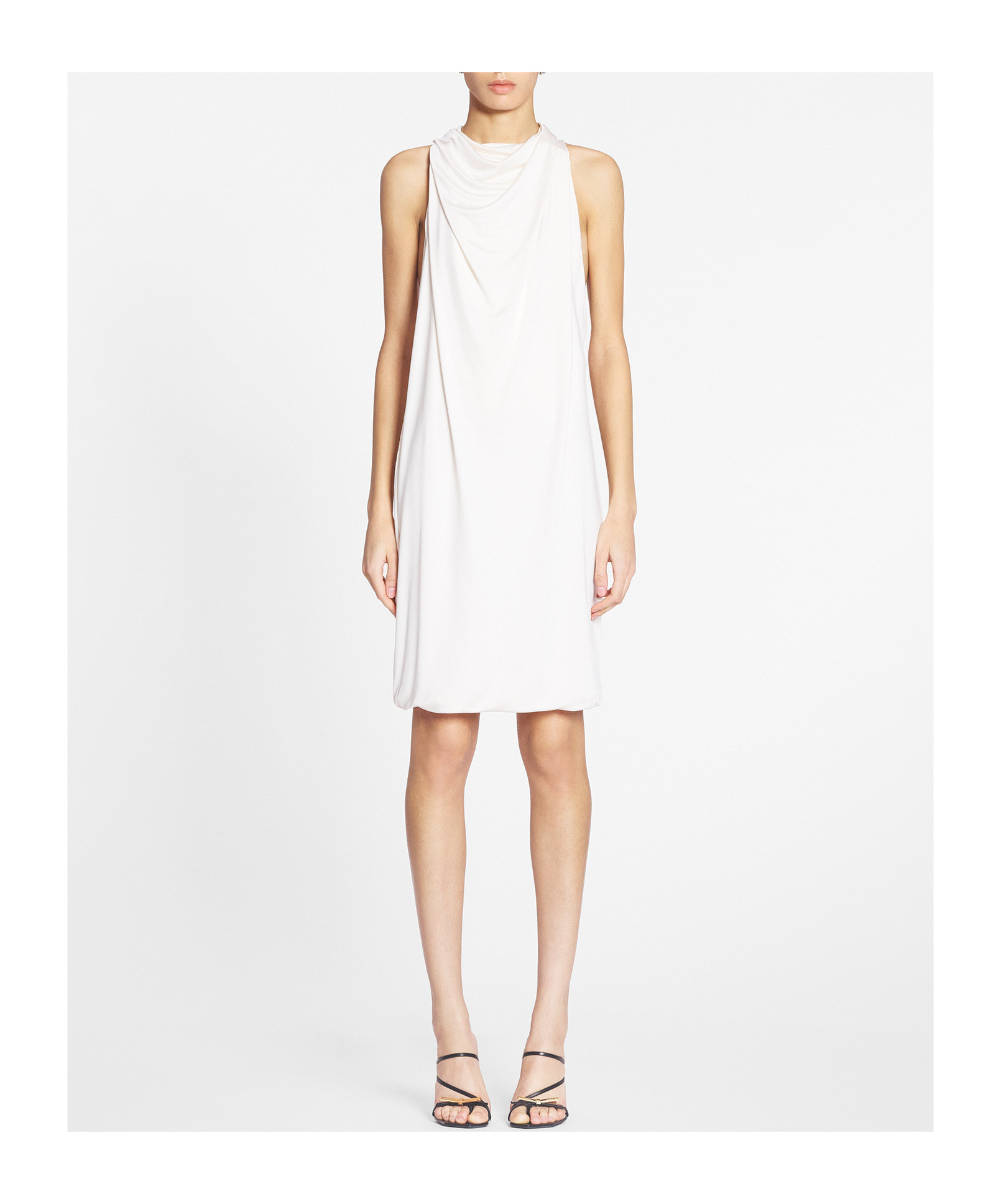 Lanvin Twisted Ple-back Scarf Dress In White