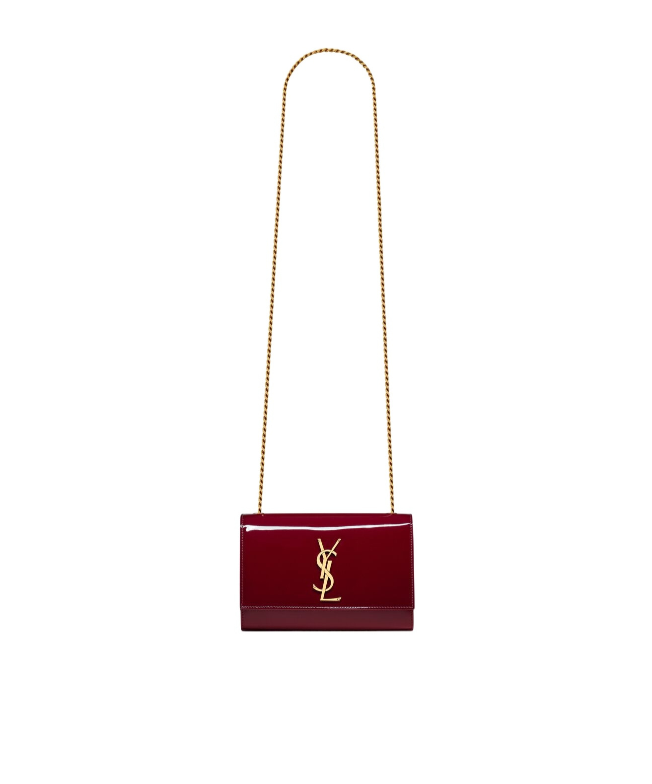 Saint Laurent Kate Logo Plaque Small Shoulder Bag In Red