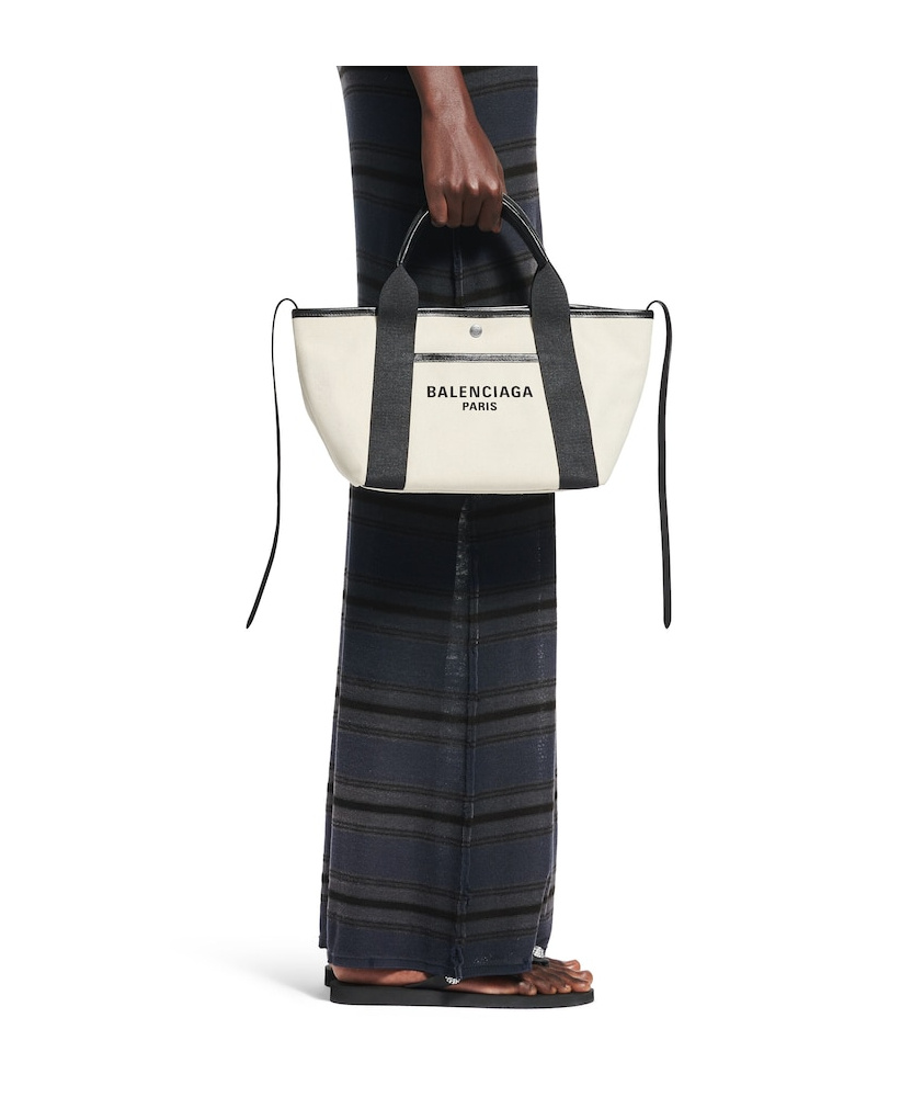Balenciaga Blackwhite Biarritz S Shopping Bag In White