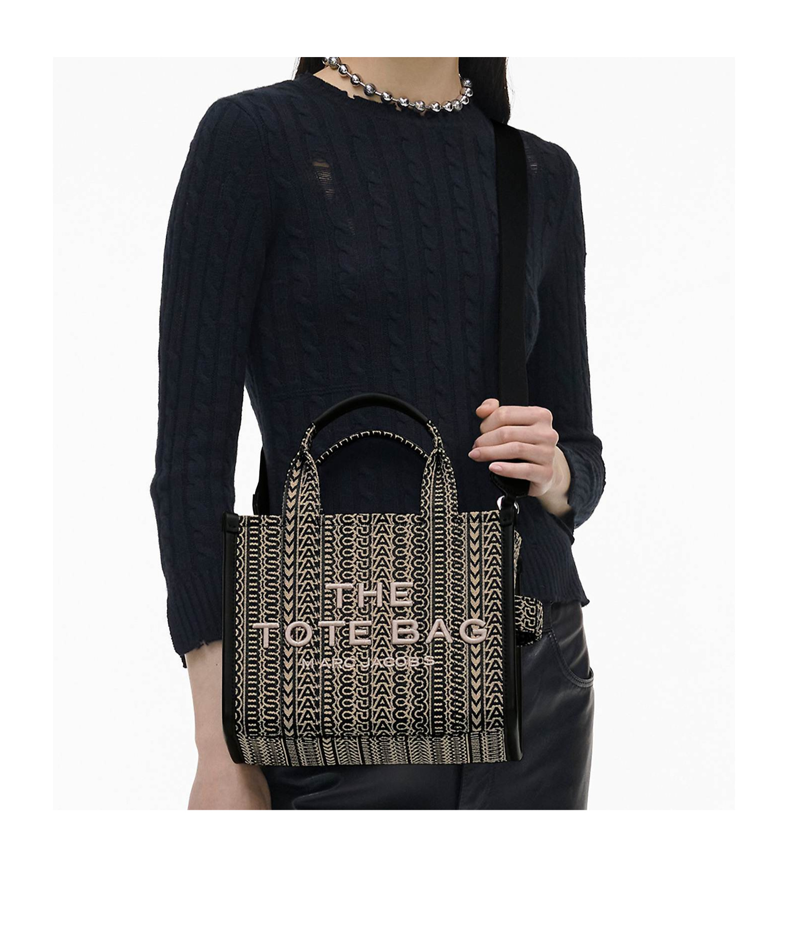 Marc Jacobs The Monogram Jacquard Small Tote Bag In Black