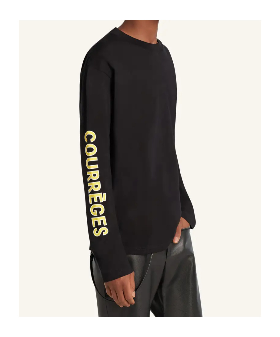 Courrèges Long-sleeve Logo-print T-shirt In Black