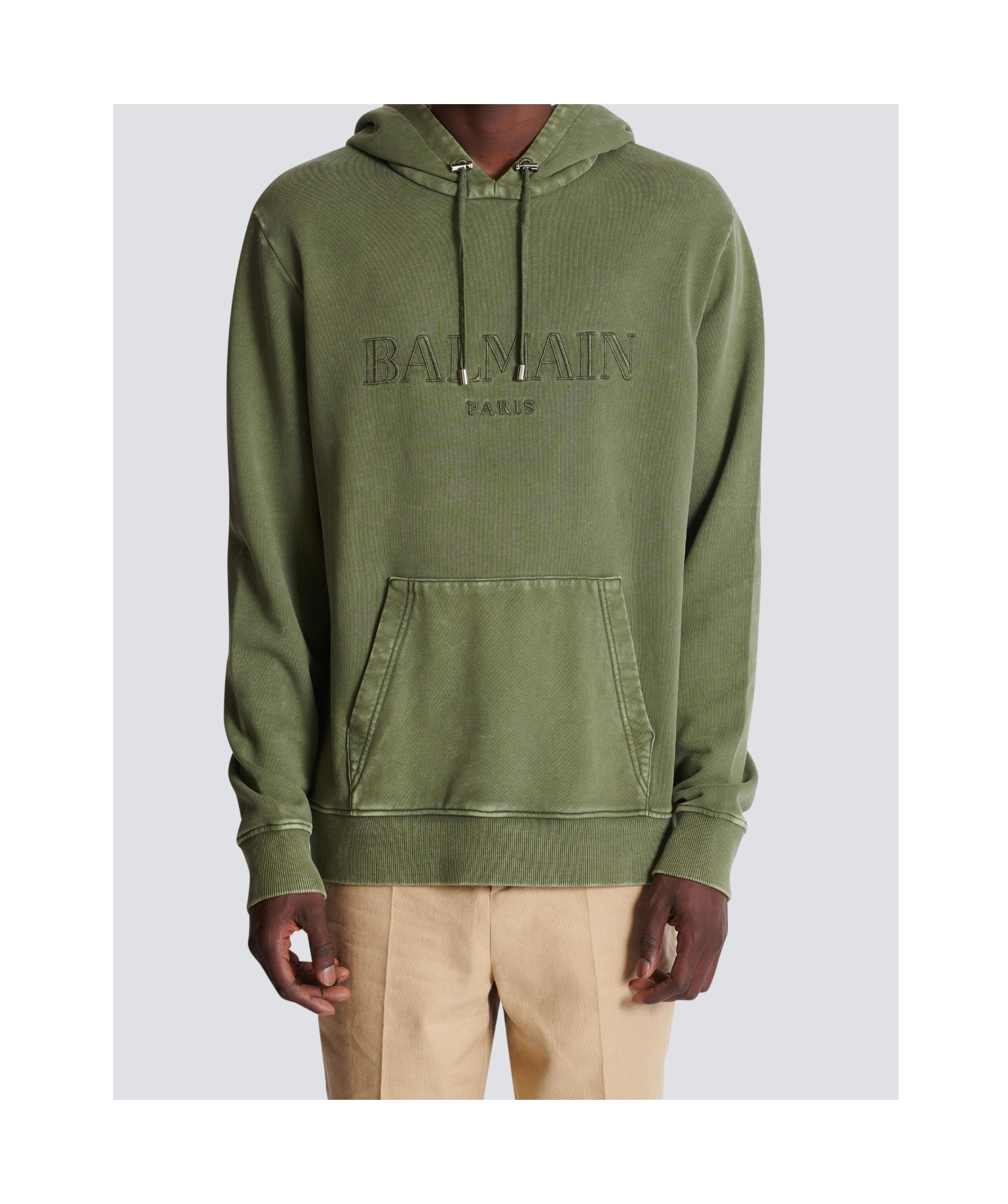 Balmain Oversize Vintage Emblem Cotton Hoodie In Brown