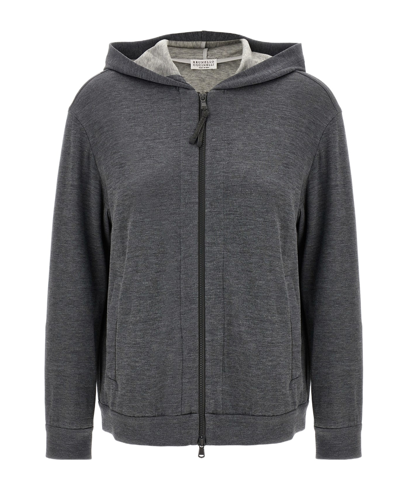 Brunello Cucinelli Precious Zipper Pull Sweatshirt Gray In Gray