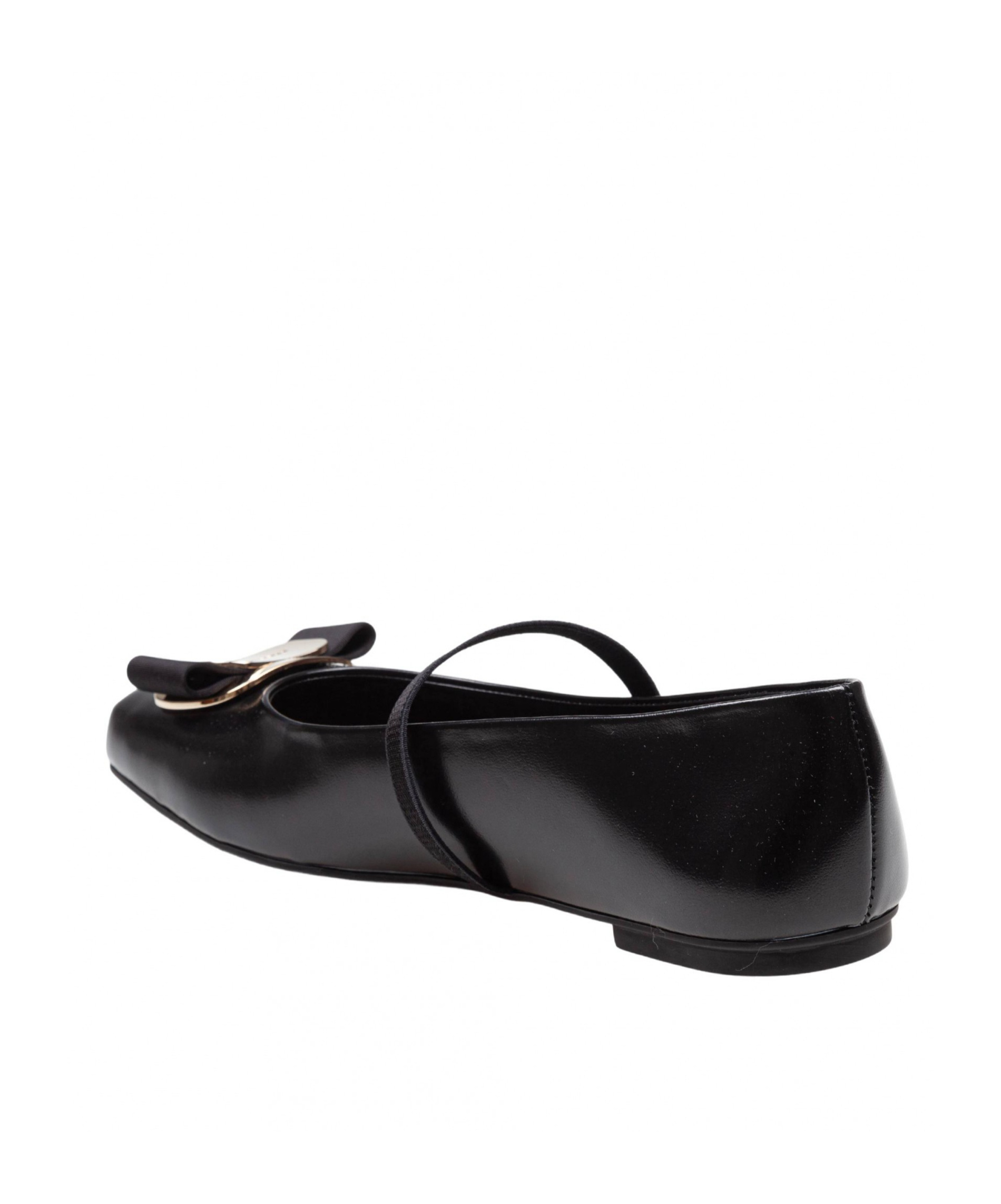 Ferragamo Black Nappa Leather Zina Ballerinas In Black