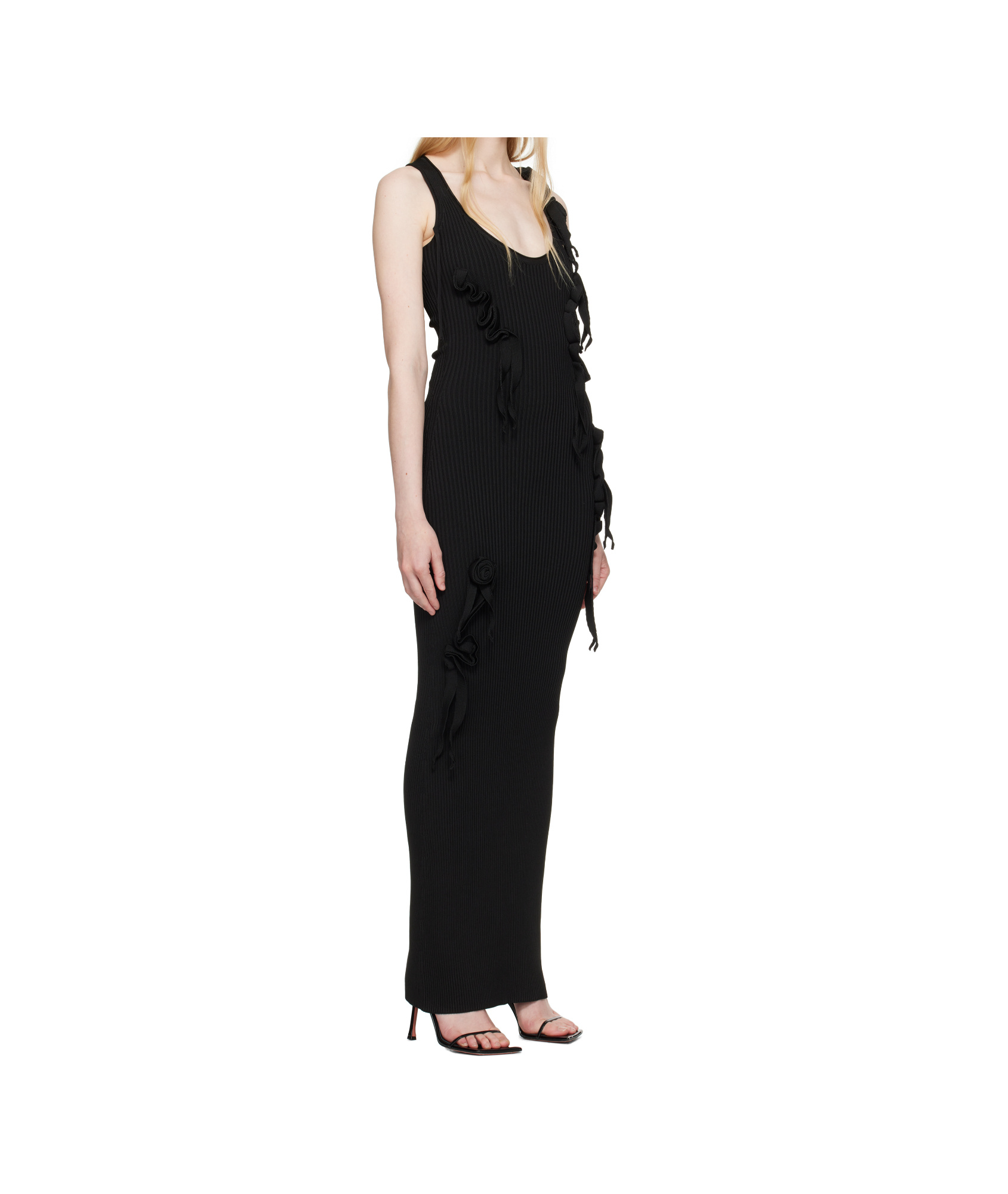 Coperni Black Knitted Ribbon Long Tank Maxi Dress In Black