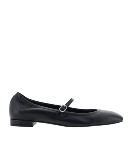 Stuart Weitzman Claris Leather Mary Jane Ballet Flats In Black