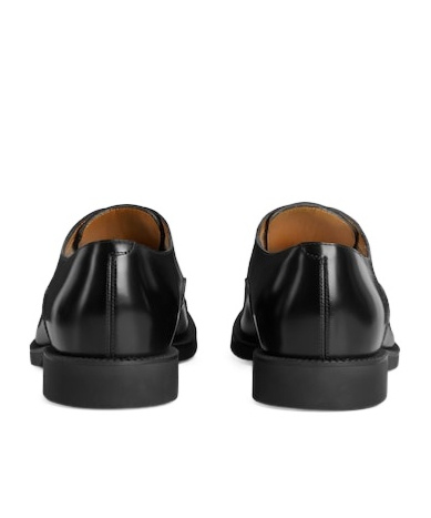 Gucci Interlocking G Leather Lace-up Shoes In Black