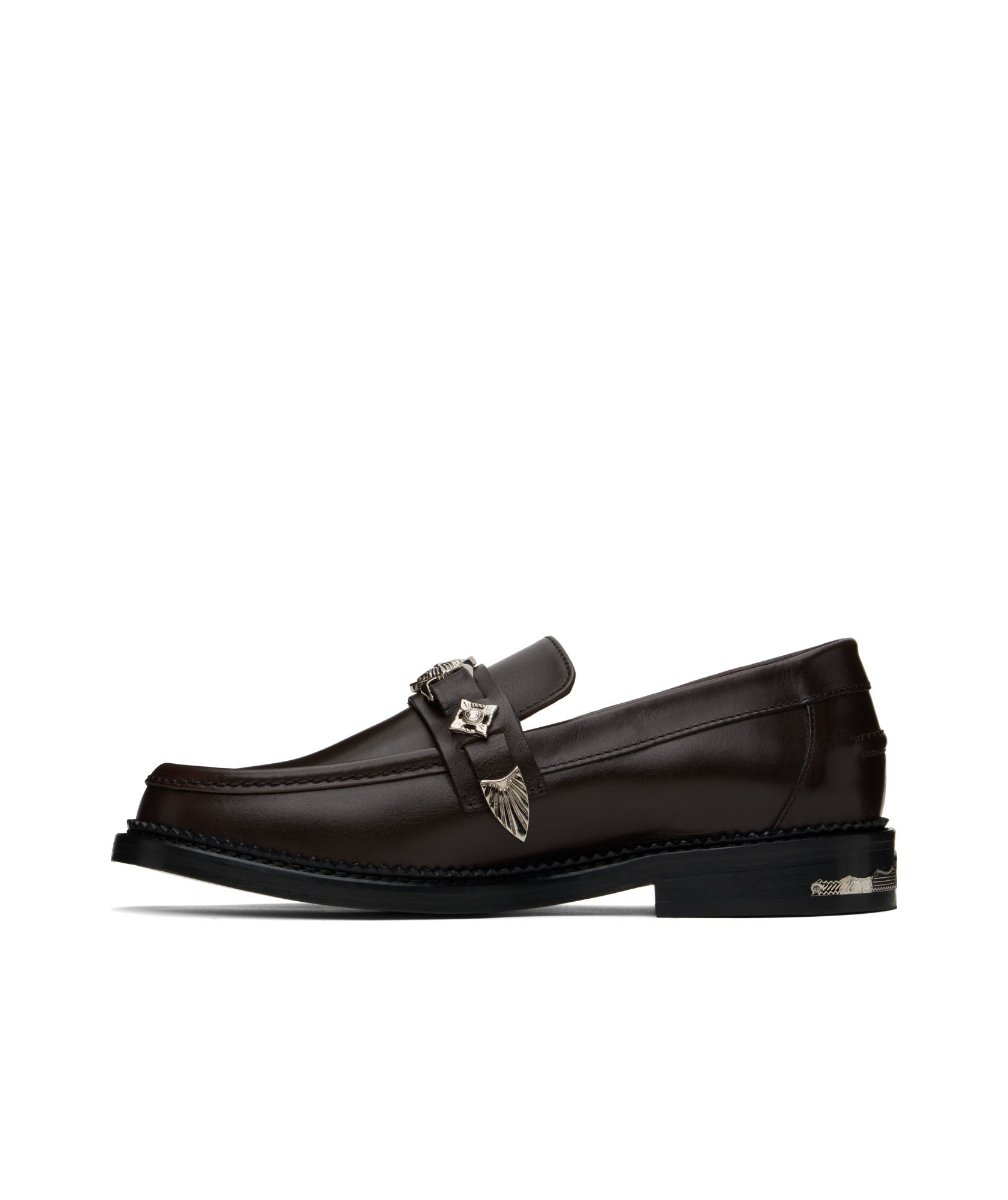 Toga Virilis Logo-engraved Leather Loafers In Dark Brown