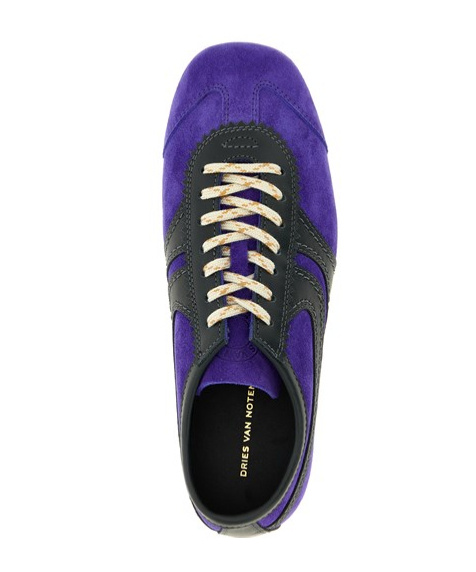 Dries Van Noten Suede Panel Sneakers Rubber Sole In Blue