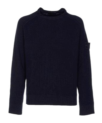 Stone Island Logo Patch Crewneck Jumper In Blue