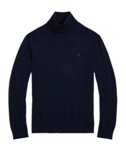 Polo Ralph Lauren Turtleneck Black Wool Long Sleeve Pullover In Black