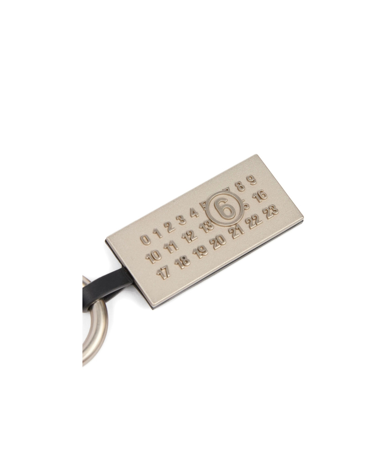 Mm6 Maison Margiela Stitched-leather Key Ring In Neutral