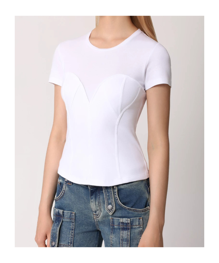 Blumarine Short-sleeved Round Collar T-shirt In White