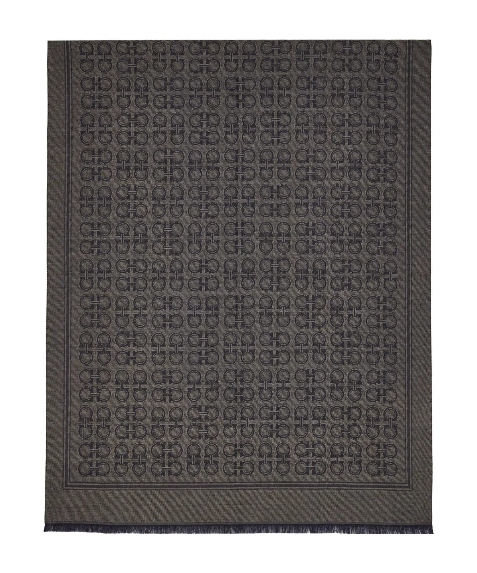 Ferragamo Gancini Fringed Scarf In Gray