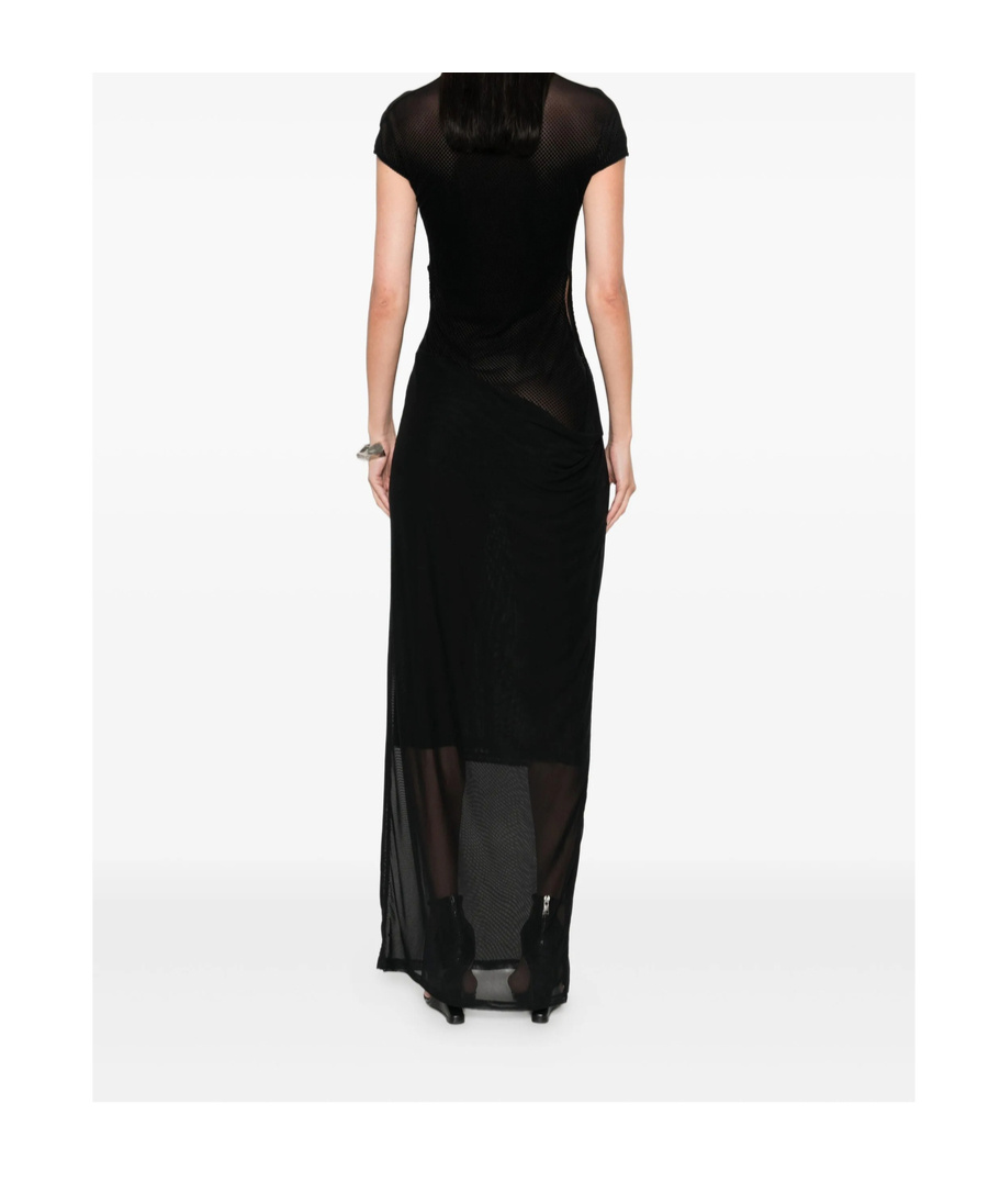 Jean Paul Gaultier Mesh-panelled Maxi Dress In Black