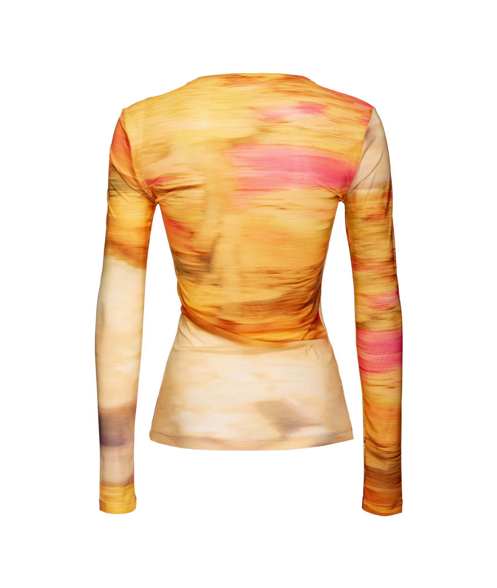 Pinko Abstract Print Crew Neck Long Sleeve Top In Nude