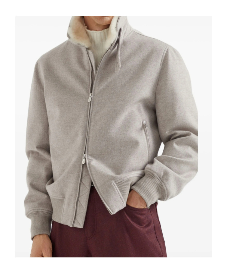 Brunello Cucinelli Cashmere Beaver Bomber Jacket