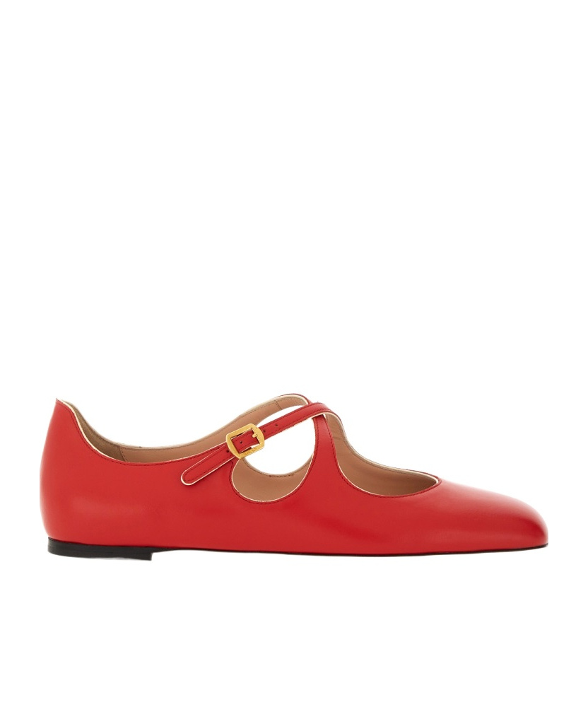 Bally Beliska Cross-strap Leather Ballet Flats In Red