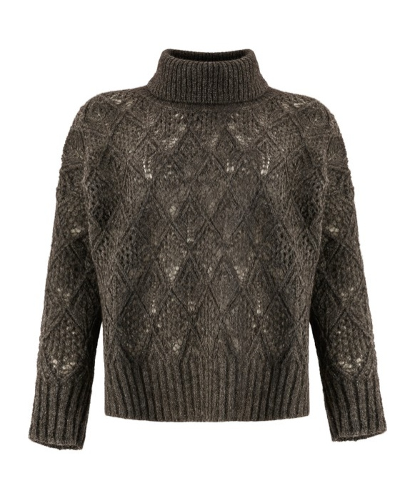 D Exterior Turtleneck Long-sleeved Sweater In Brown