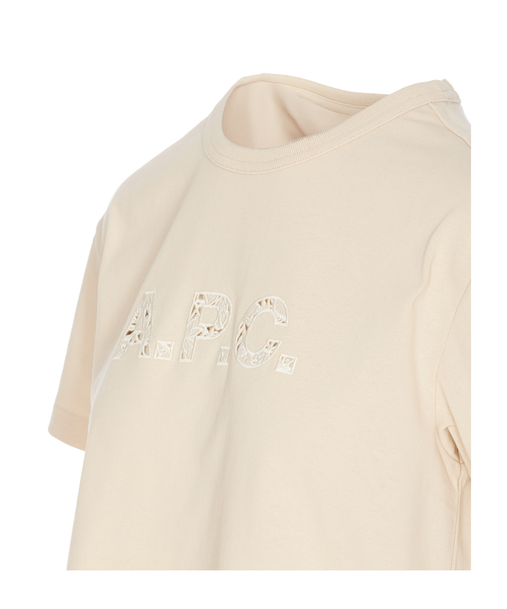 Apc 'annie' Beige T-shirt With Logo Print On The Front In Nude